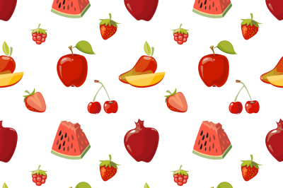 Red fruits seamless pattern over white background