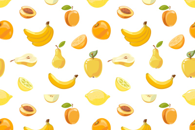 Yellow fruits seamless pattern over white background