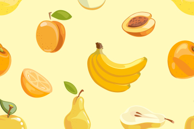 Yellow fruits seamless pattern over white background