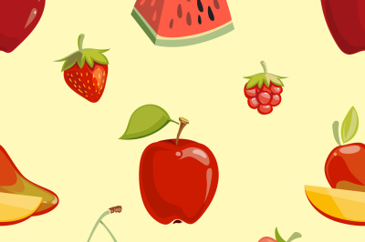 Red fruits seamless pattern over white background