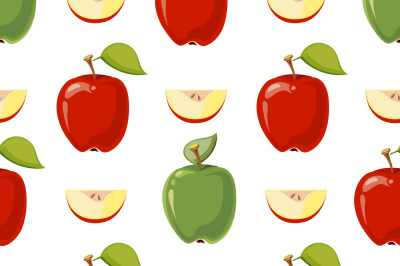 Red and green vector apples seamless pattern