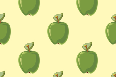 Green vector apples seamless background