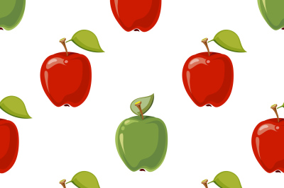 Red and green vector apples seamless pattern