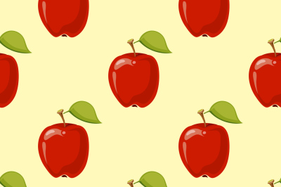 Red vector apples seamless background