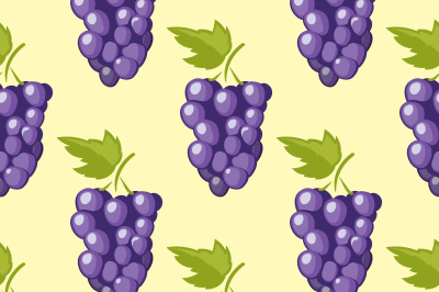 Bunch of vector grapes seamless background