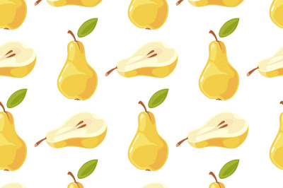 Vector pears and slices seamless pattern