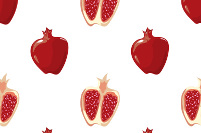 Red vector pomegranate seamless background