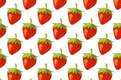 Red vector strawberries seamless pattern