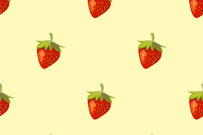 Red vector strawberries seamless pattern