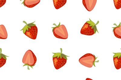 Red vector strawberries seamless pattern