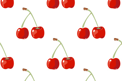 Red cherry vector seamless background