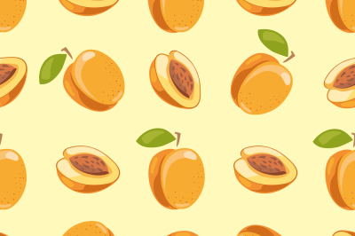 Vector peach seamless pattern yellow background