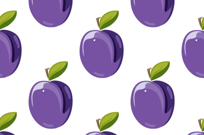 Blue plum vector seamless pattern