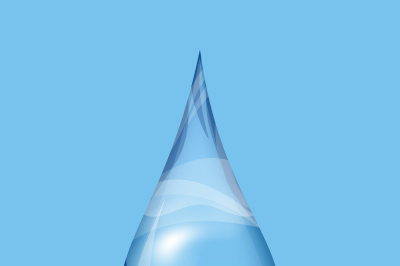 Realistic transparent water drop over blue background