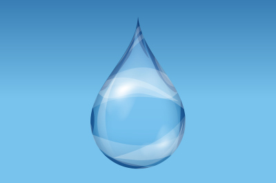 Realistic transparent water drop