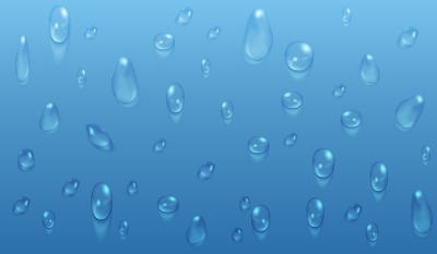 Transparent water drops blue vector background