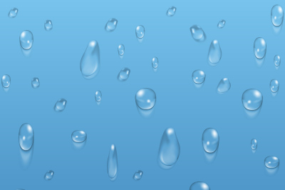 Blue transparent water drops vector background