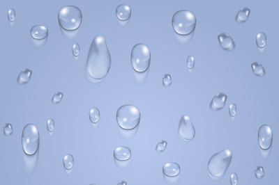 Light blue transparent water drops vector background