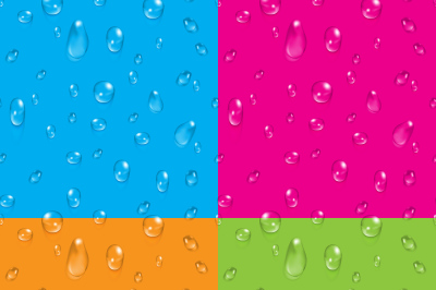 Set of transparent water drops vector seamless backgrounds