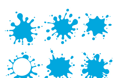 Set of blue vector water splashes isolated over white