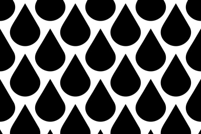 Vector falling water drops seamless background in black and white