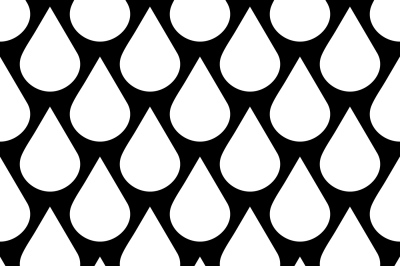 Vector falling water drops seamless background in black and white