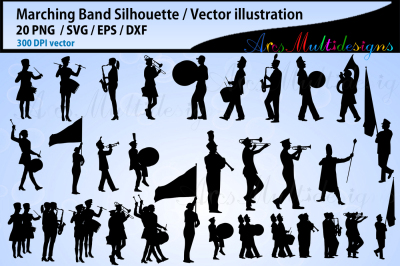 Marching Band SVG silhouette Bundle, Band SVG bundle, Band cut file