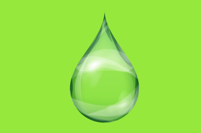 Green natural template with a water drop