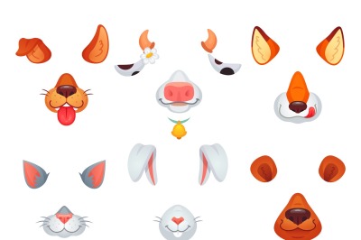 Animal masks. Video chat dog&2C; cat&2C; fox&2C; bear&2C; bunny and cow mask. Phon