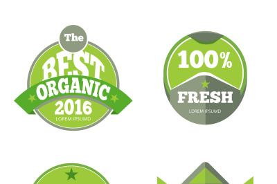 Green organic natural labels set