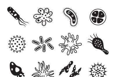 Biology diseases virus and mold bacteria hygiene icon. Biological dise