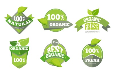 Natural green organic eco labels set