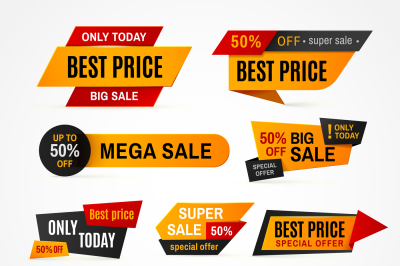 Exclusive sale supermarket price tag vector sticker set