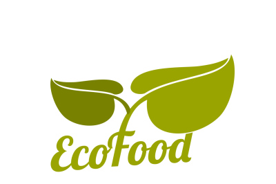 Green eco food logo with leaves