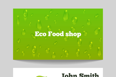 Green organic eco food shop business card