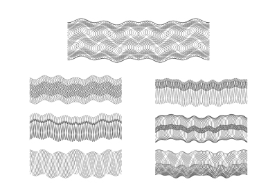 Guilloche vector borders set engraving money pattern texture