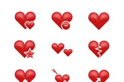 Heart love emoji&2C; emoticons vector set