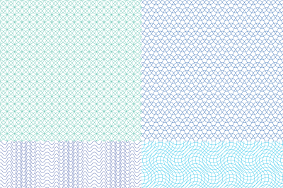 Guilloche wavy vector textures for diplomas, currency, banknotes and v
