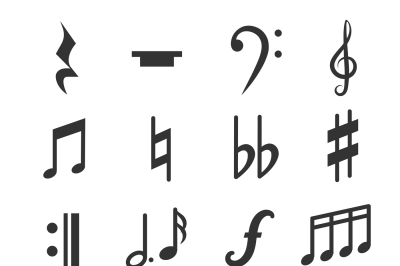 Music notes vector symbols set