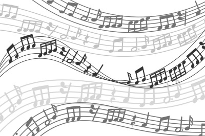Abstract vector musical background with music notes and sound wave