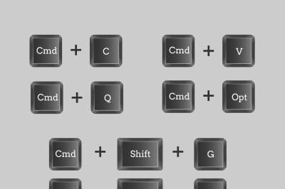 Computer keyboard shortcuts with vector buttons