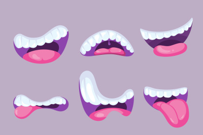 Cartoon mouths expressions vector set