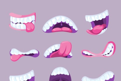 Funny vector comic mouths expressing different emotions