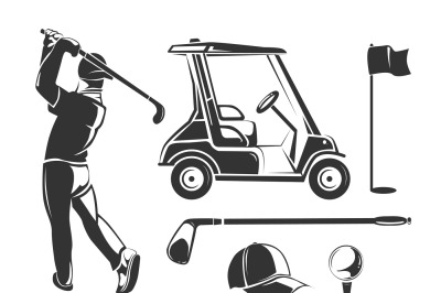 Vector vintage golf elements for labels, emblems, badges and logos