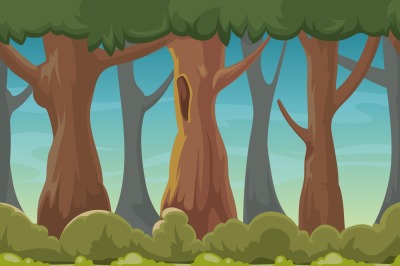 Cartoon seamless forest vector background for smartphone app and compu