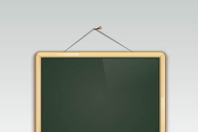 Blank school blackboard hanging on wall vector illustration