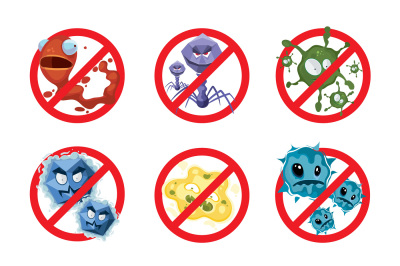 Anti bacteria and germs vector signs set