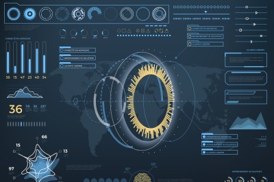 Future concept virtual touch user interface HUD. Vector interactive sc