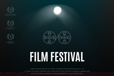 Cinema, film festival vector abstract poster, background