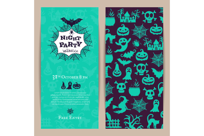 Vector halloween party thin invitation card template